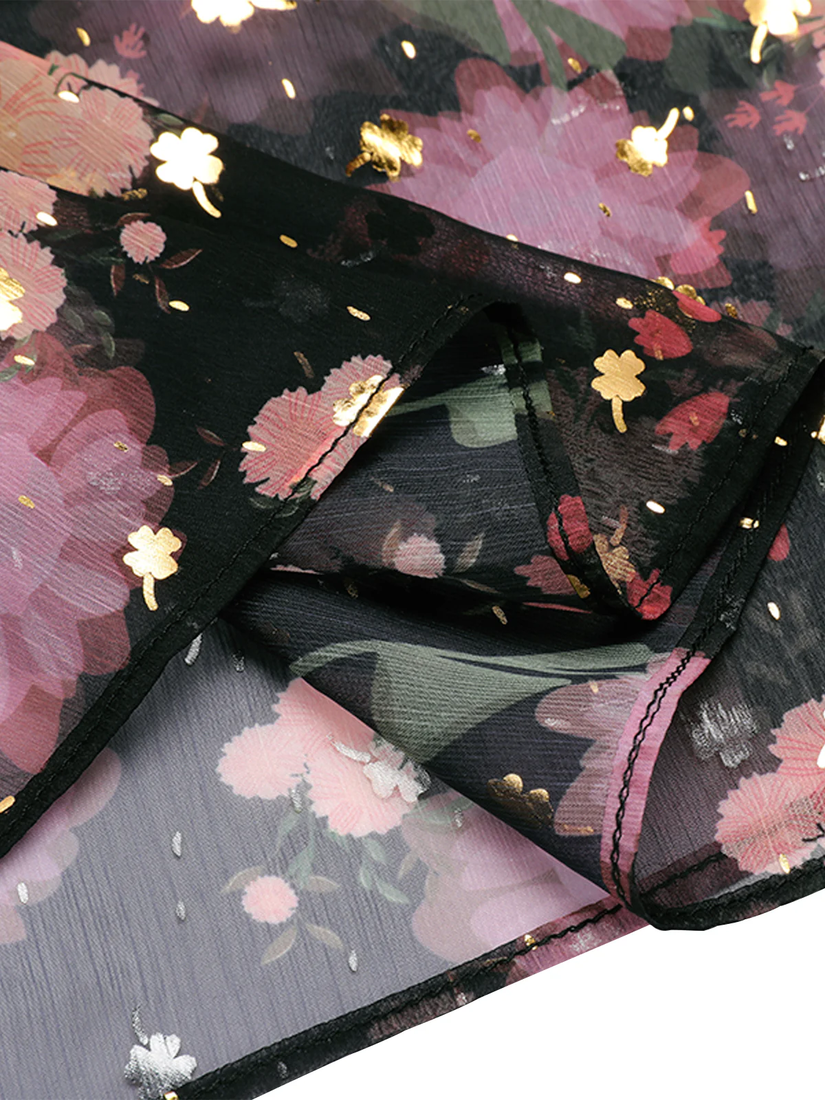 Black 1950s Lace Flowers Swing Dress - Image 7