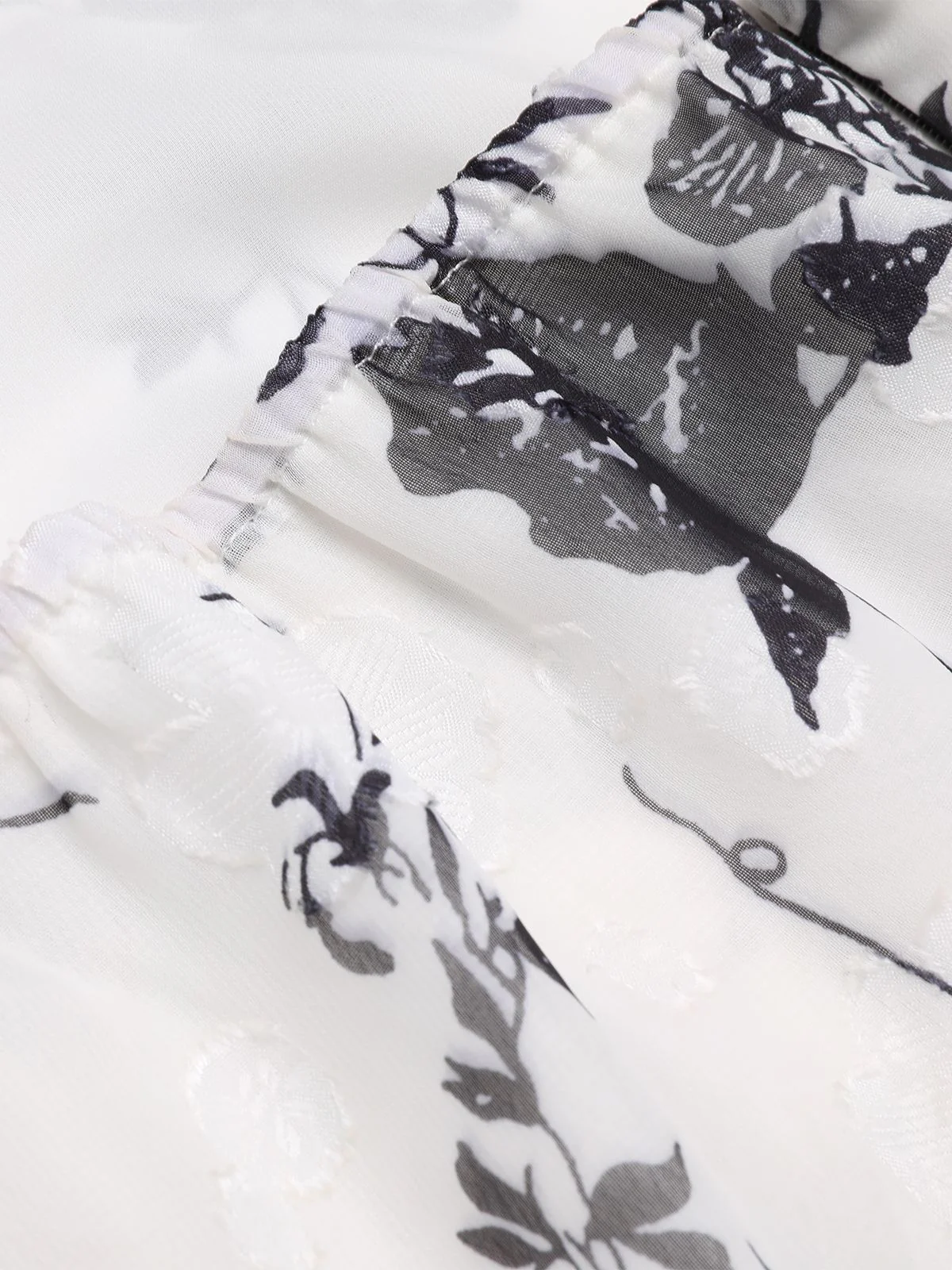 Black White 1930s Floral Halter Strap Jumpsuit - Image 5