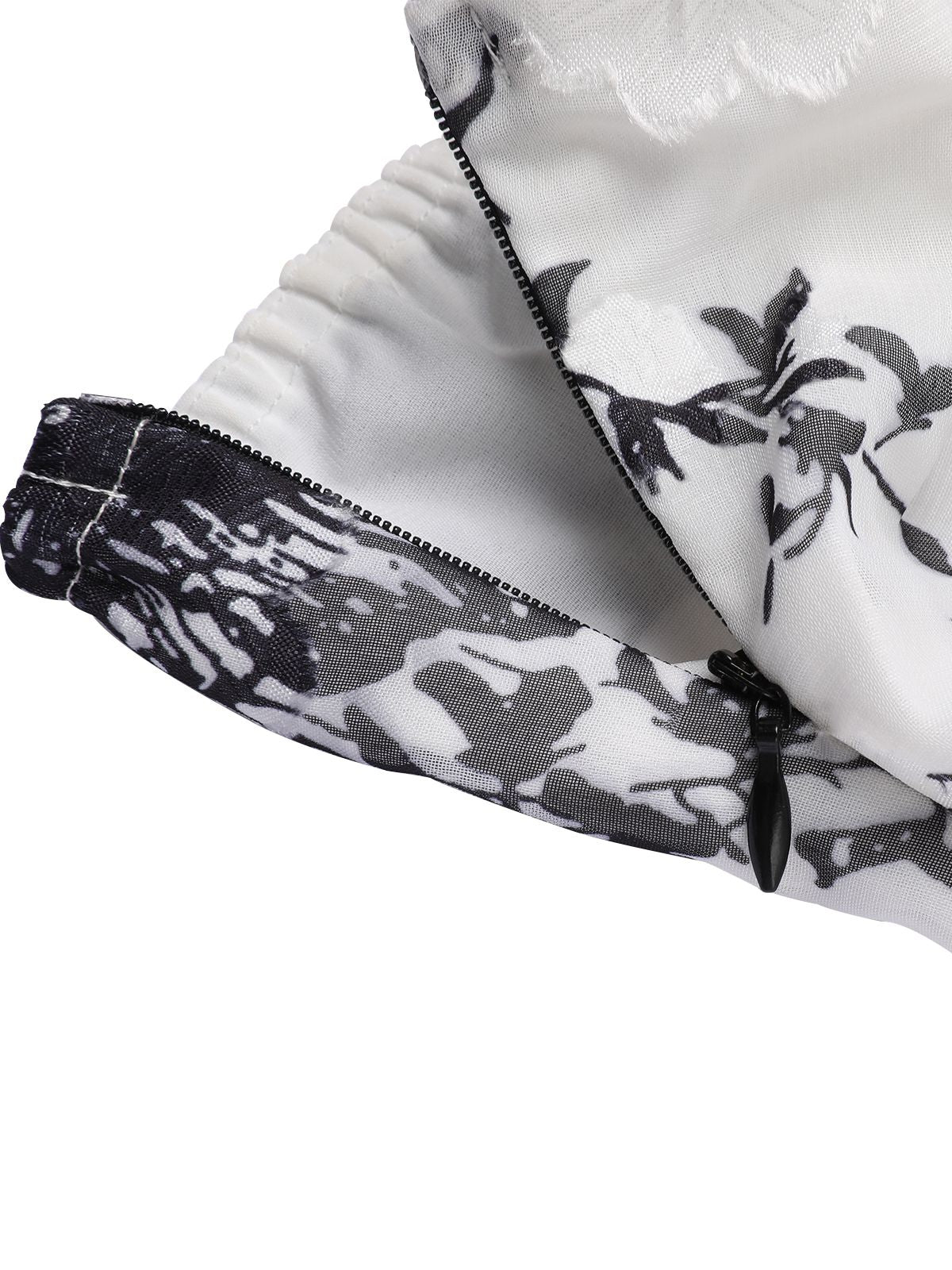 Black White 1930s Floral Halter Strap Jumpsuit - Image 7