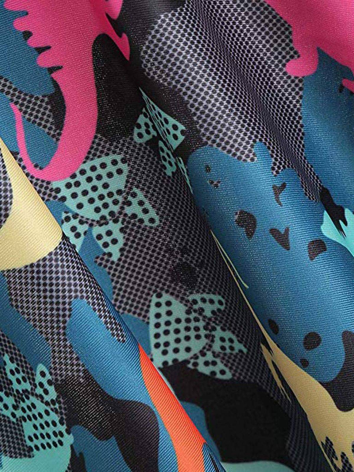 Dark Gray 1950s Retro Dinosaur Tankini Set - Image 3