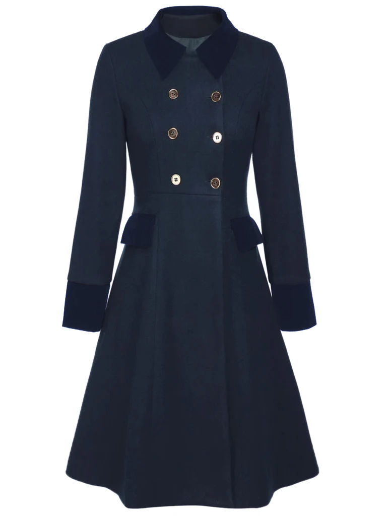 Dark Green 1940s Solid Button Coat - Image 14
