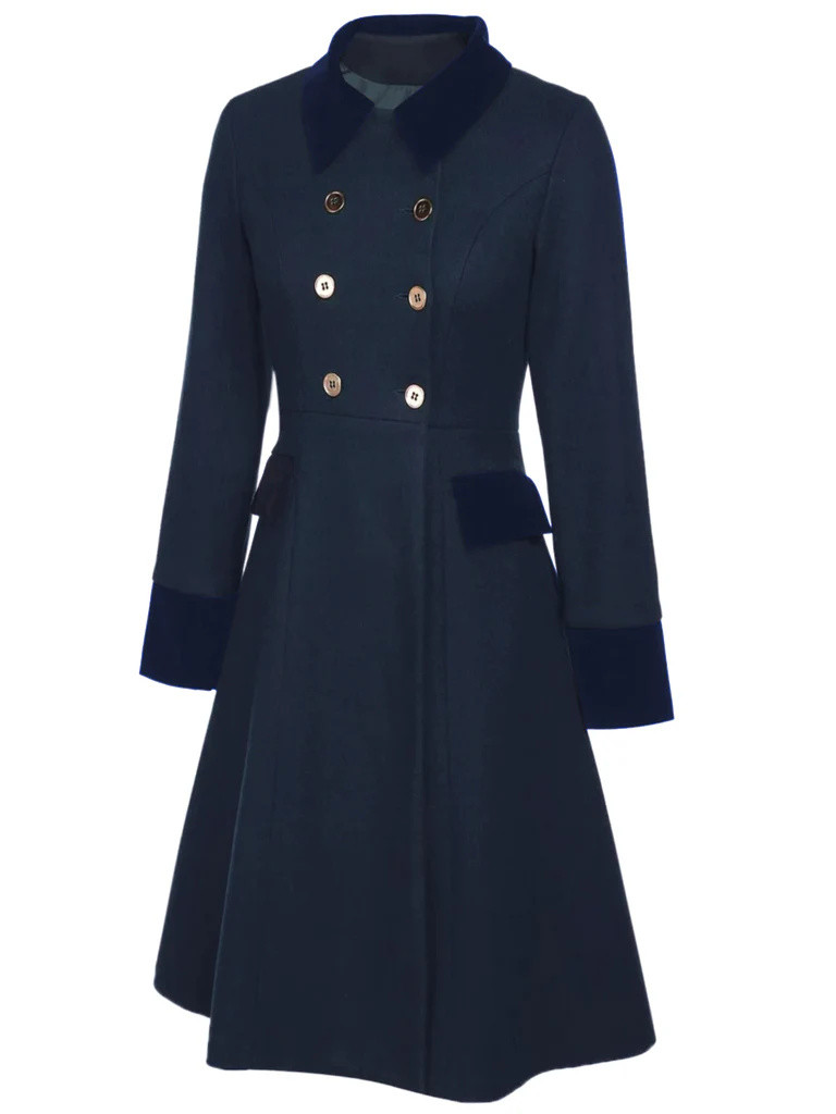 Dark Green 1940s Solid Button Coat - Image 15