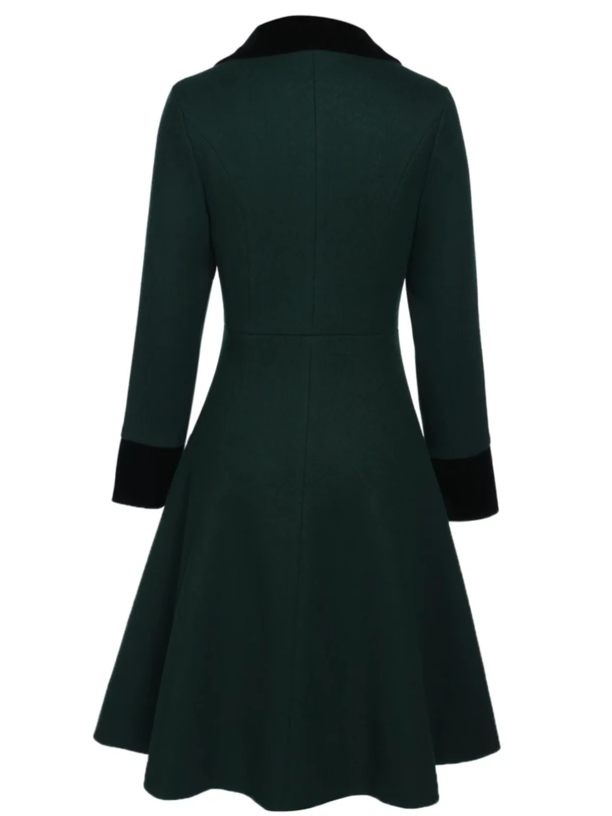 Dark Green 1940s Solid Button Coat - Image 3