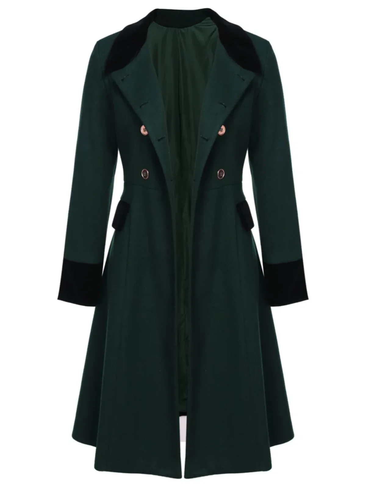 Dark Green 1940s Solid Button Coat - Image 5