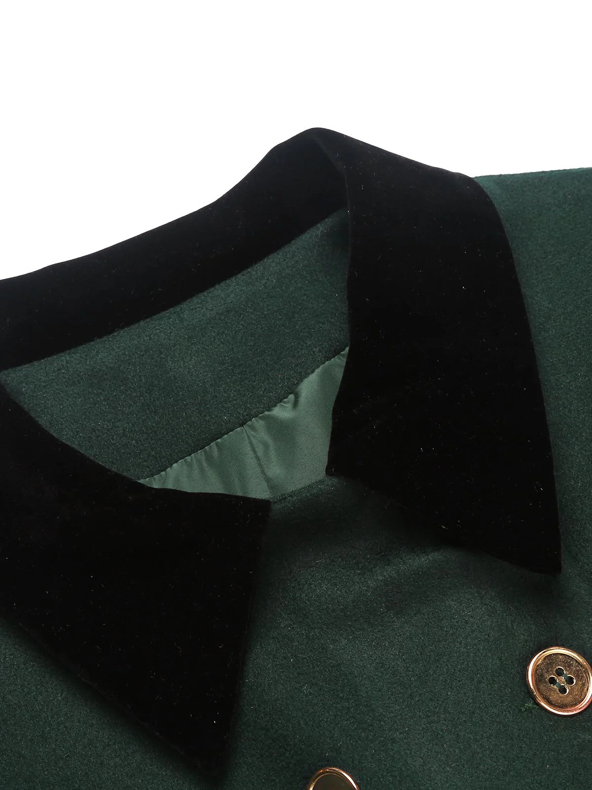 Dark Green 1940s Solid Button Coat - Image 7