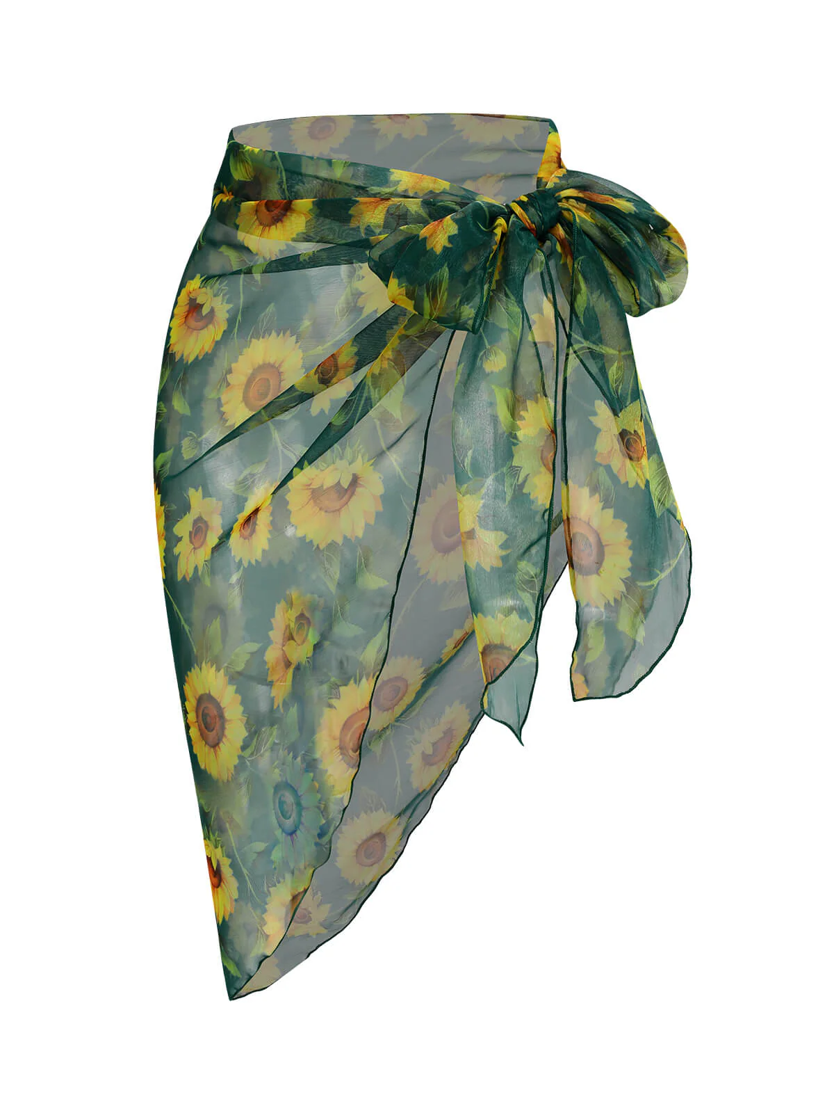 Green 1940s Chiffon Sunflowers Cover-up - Image 3