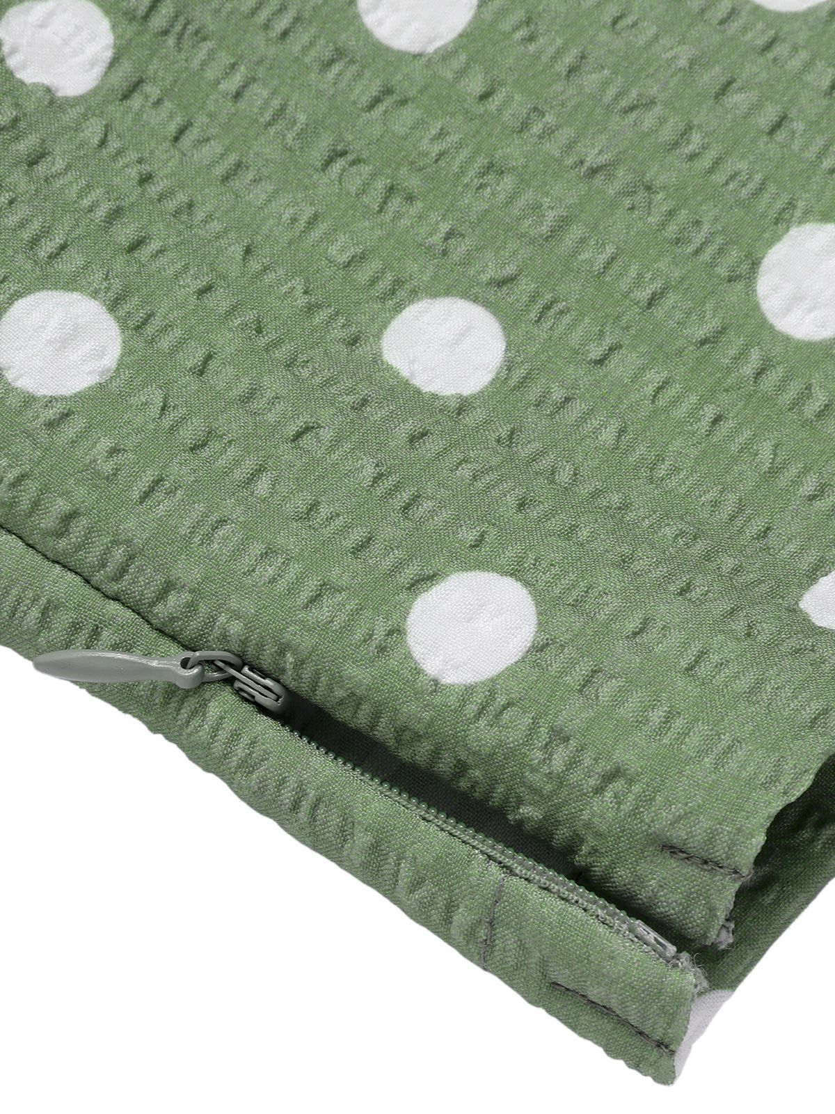 Beige 1940s Dots Bowknot V-Neck Blouse - Image 10