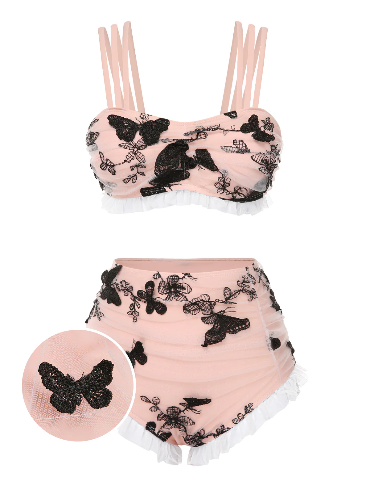 1950s Lace Strawberry Cami Tankini Set - Image 9