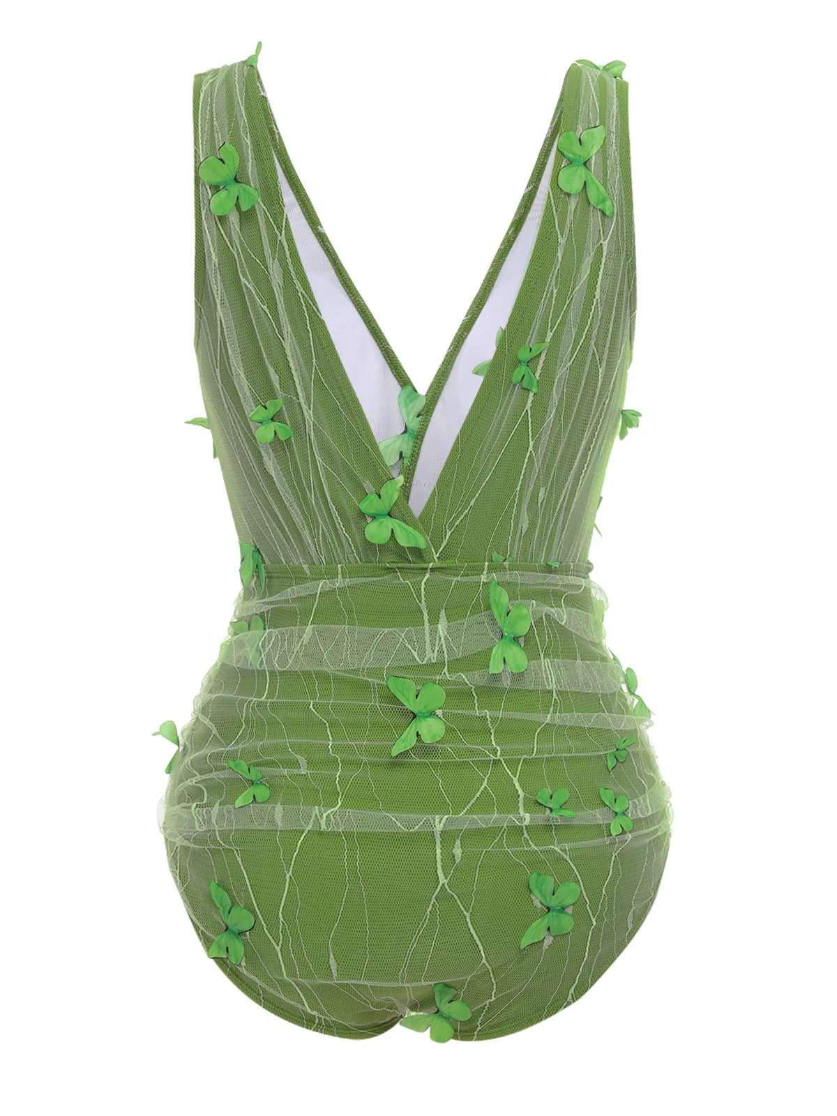 Green 1960s 3D Butterfly Mesh Swimsuit - Image 4
