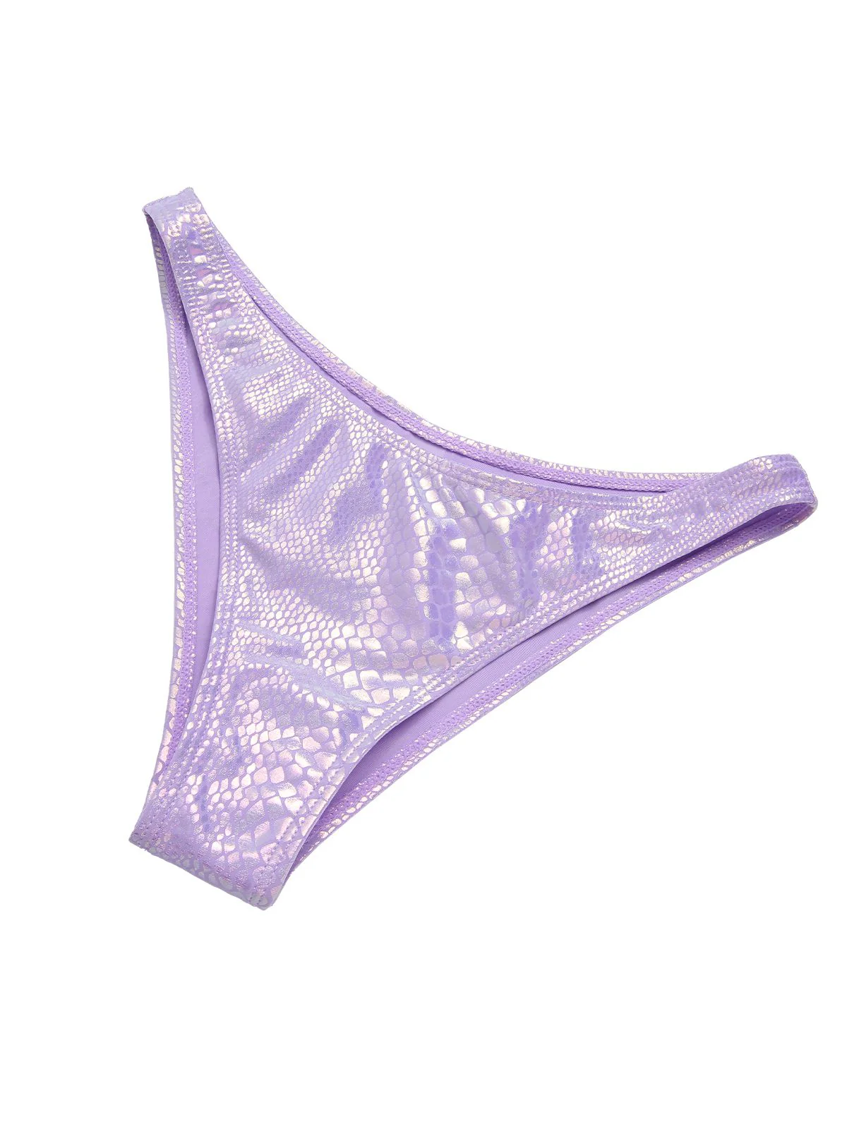 Lavender 1970s Metallic Fish Scale Bikini Set - Image 3