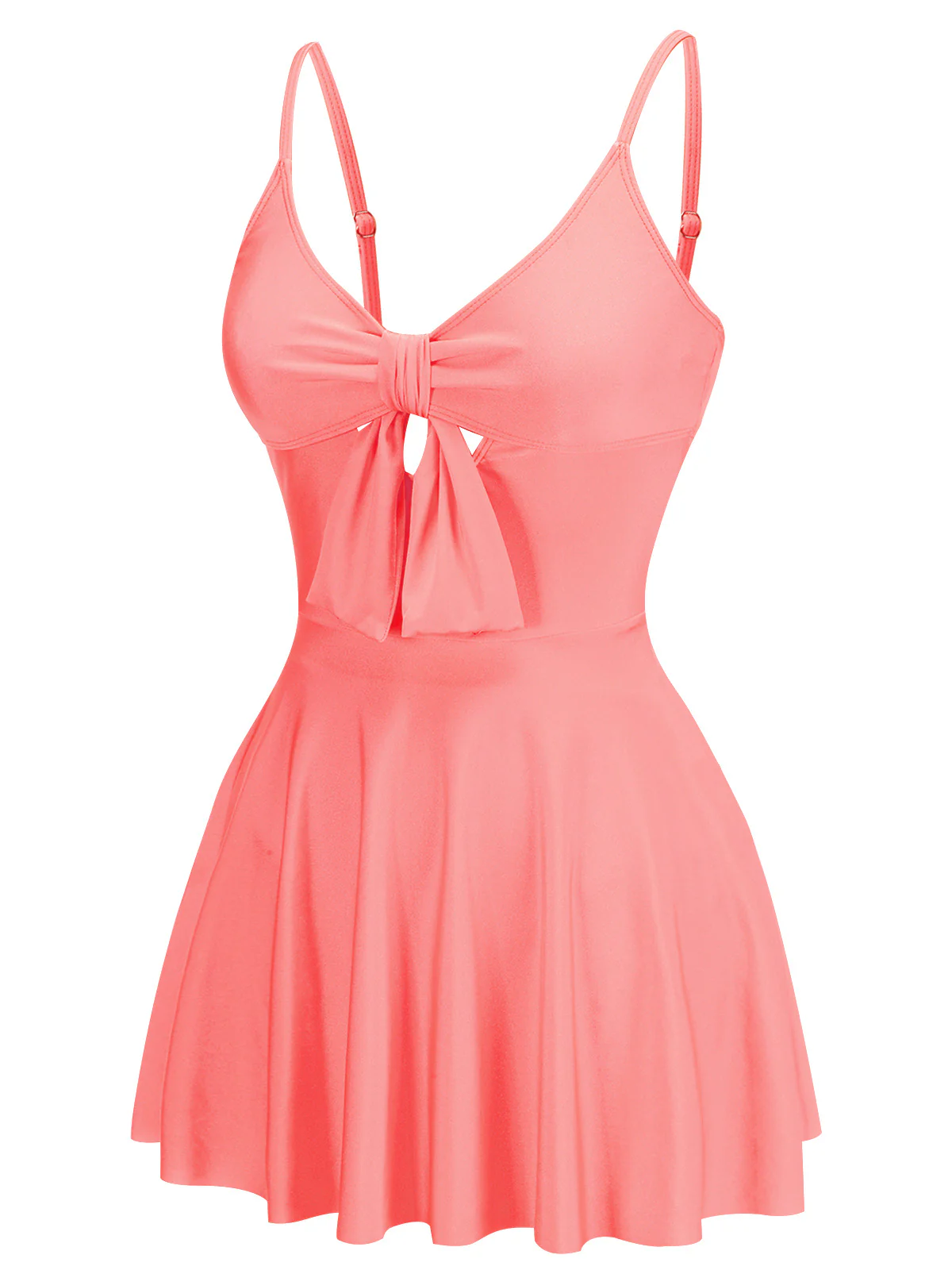 Pink 1940s Bow Strap One-piece Swimsuit - Image 3
