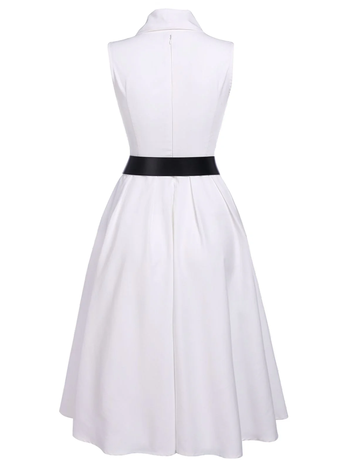 White 1950s Halter Belted Swing Dress - Image 3
