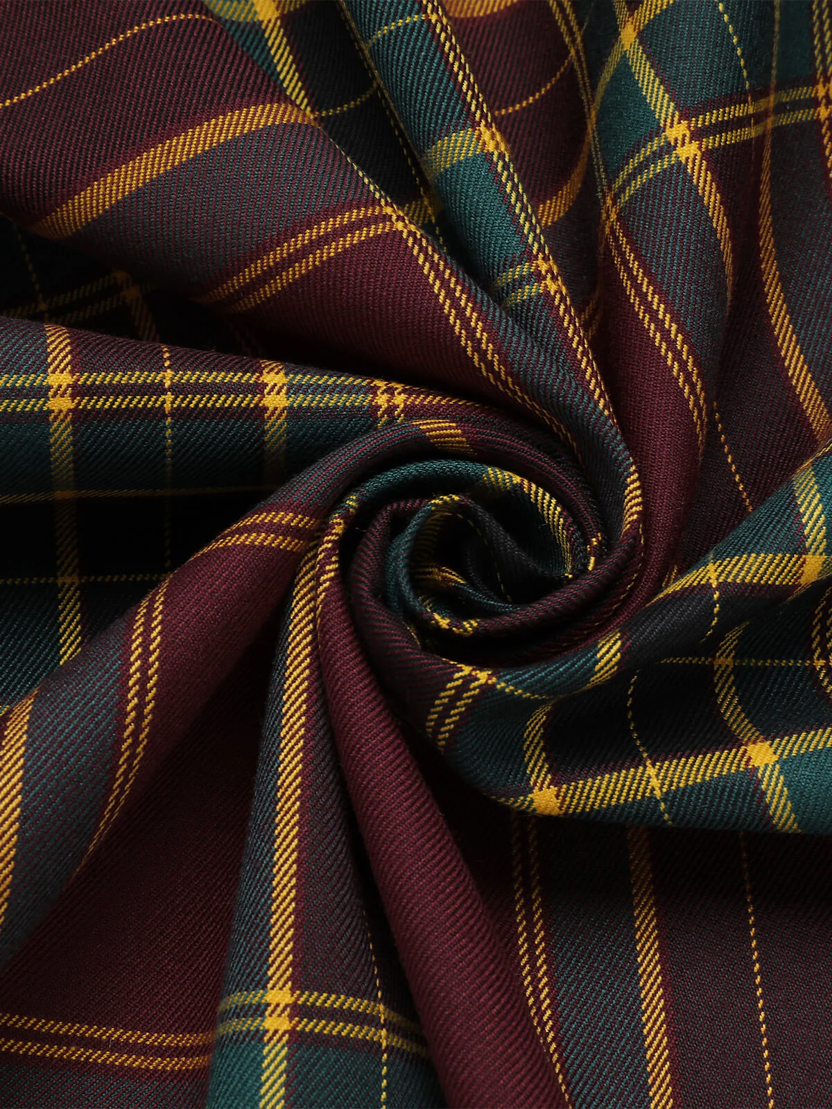 Wine Red 1950s Plaids Off-Shoulder Dress - Image 7