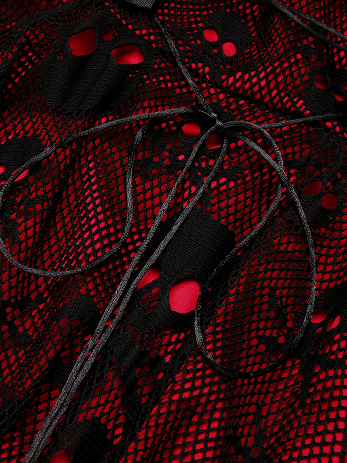 Wine Red 1950s Skull Mesh Swing Dress - Image 6