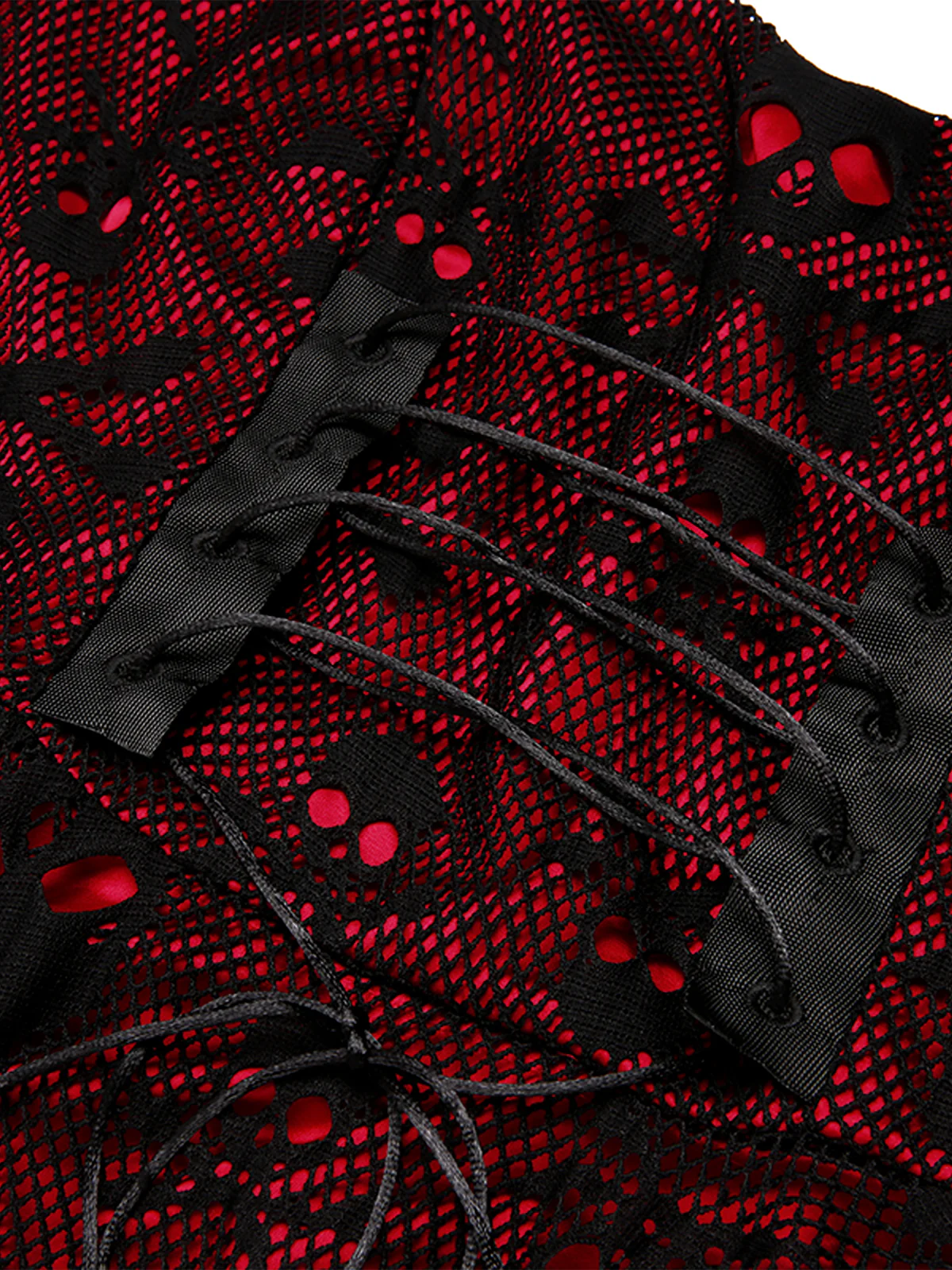 Wine Red 1950s Skull Mesh Swing Dress - Image 7