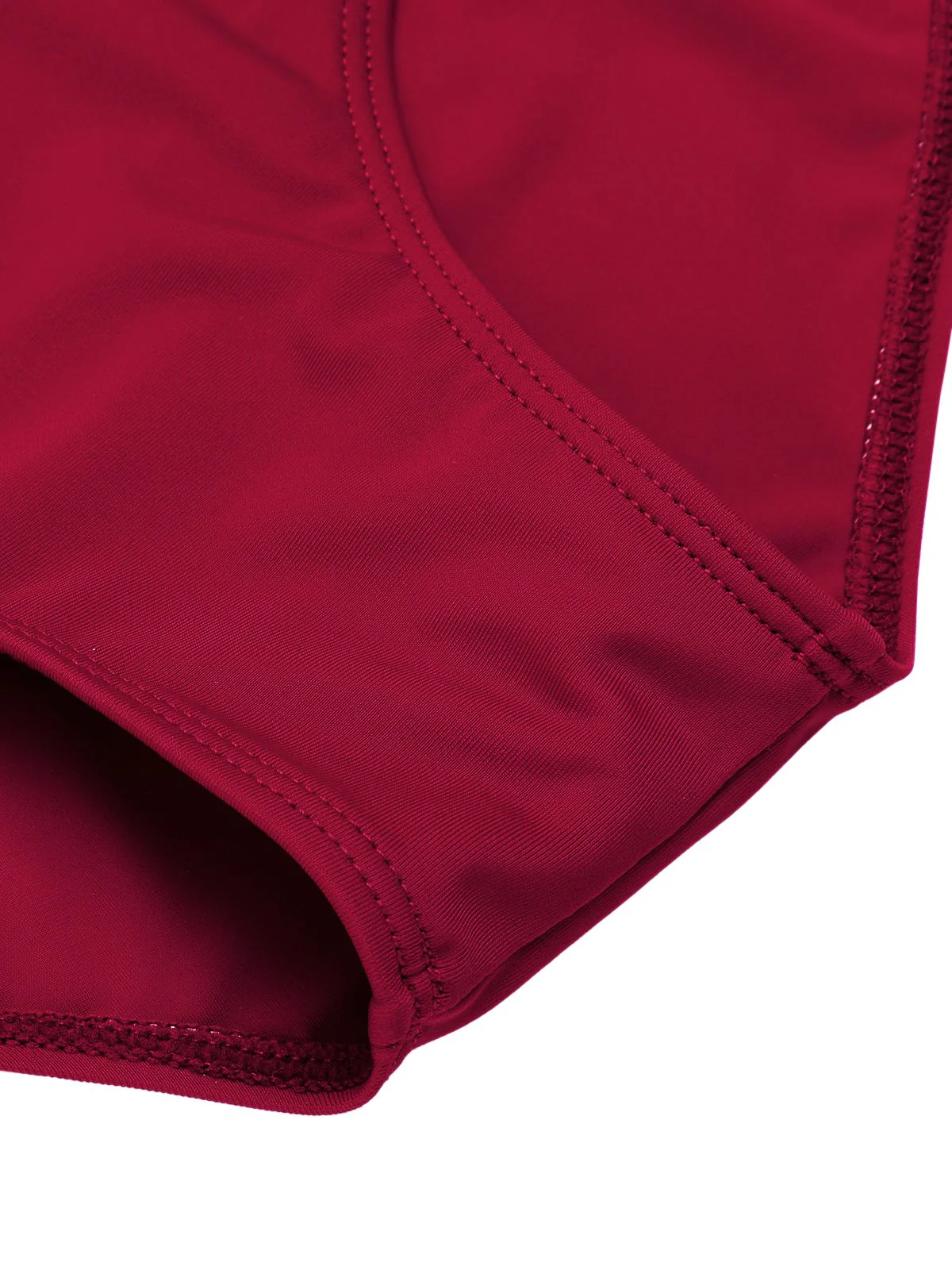 Wine Red 1960s Solid Spaghetti Strap One-piece Swimsuit - Image 6