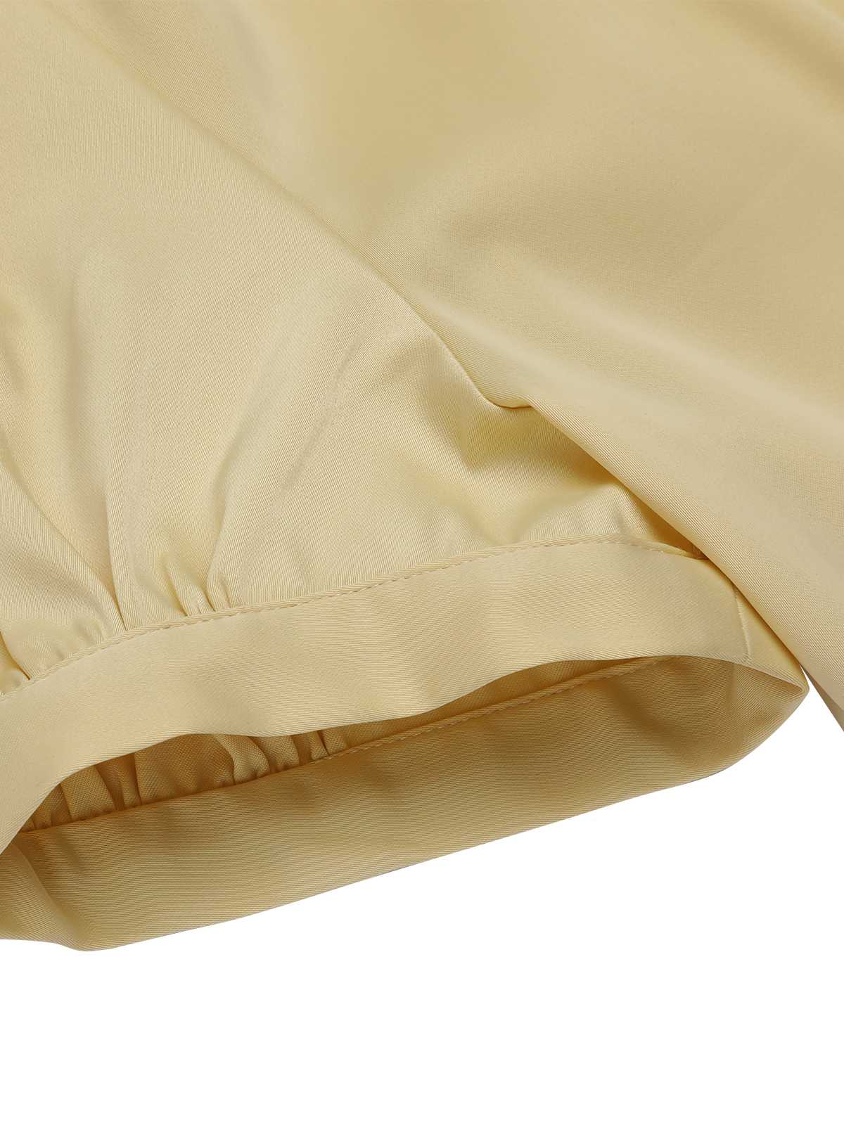 Yellow 1940s Lapel Puff Sleeve Solid Blouse - Image 6