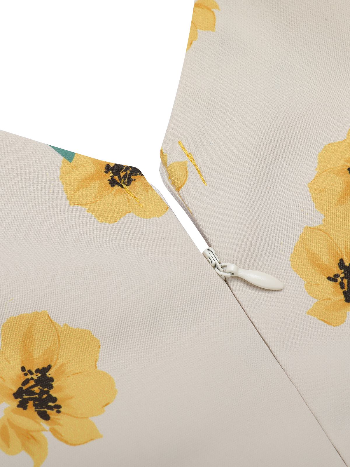 Yellow 1940s V-Neck Sunflower Patchwork Jumpsuit - Image 6