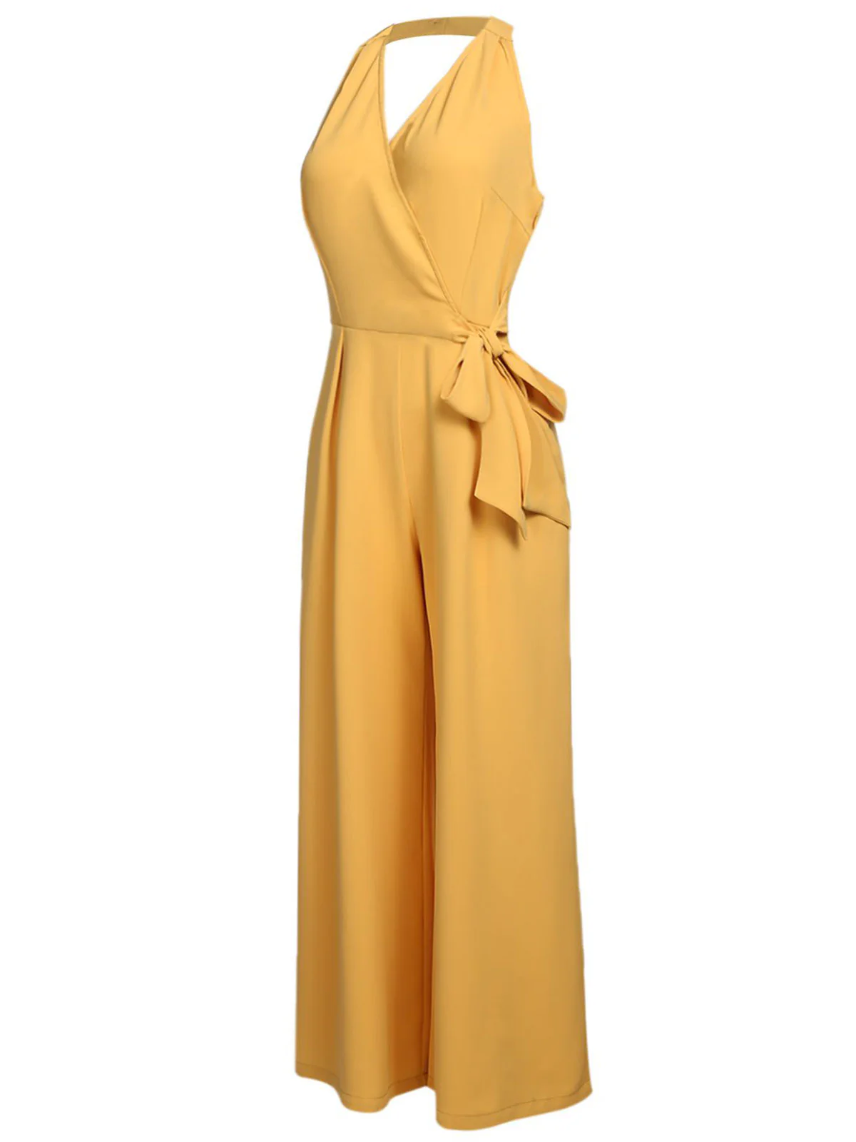 Yellow 1930s Halter Lace-Up Jumpsuit - Image 3