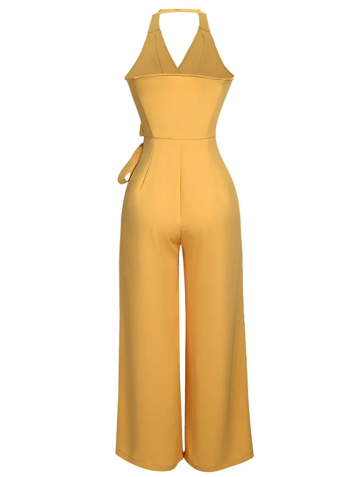 Yellow 1930s Halter Lace-Up Jumpsuit - Image 4