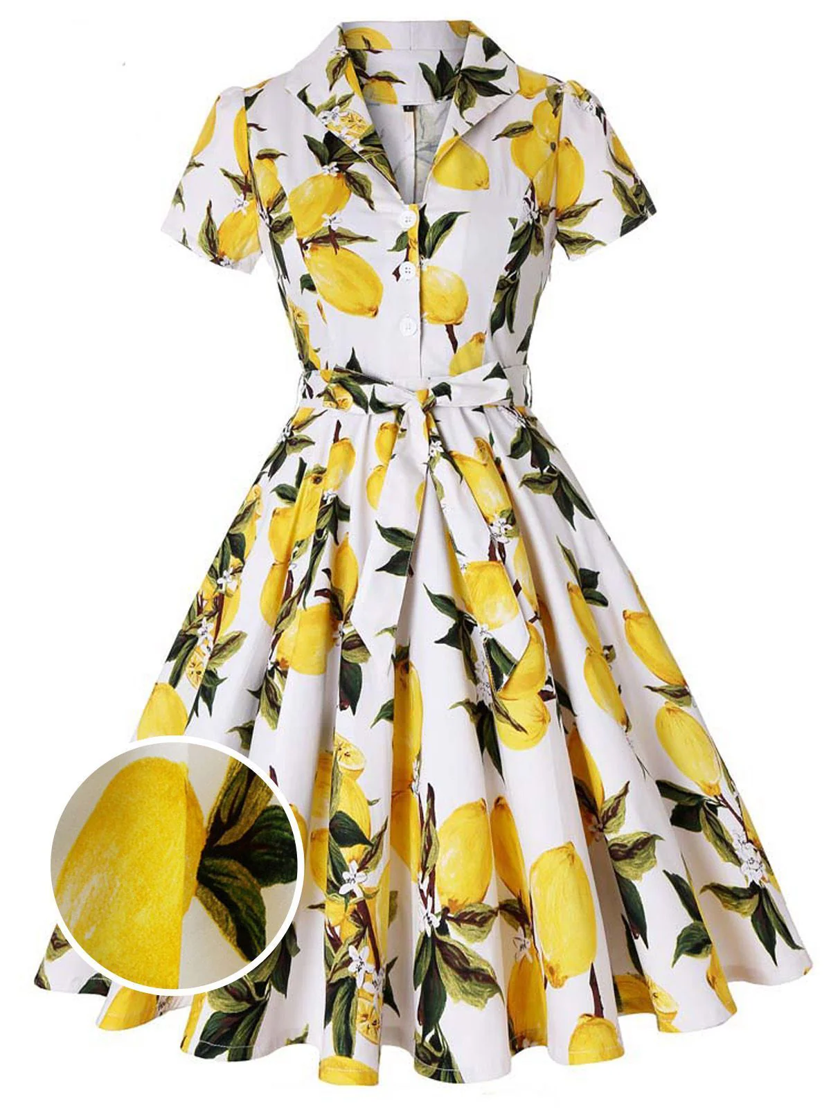 Yellow 1950s Lemon Bow Swing Dress - Image 5