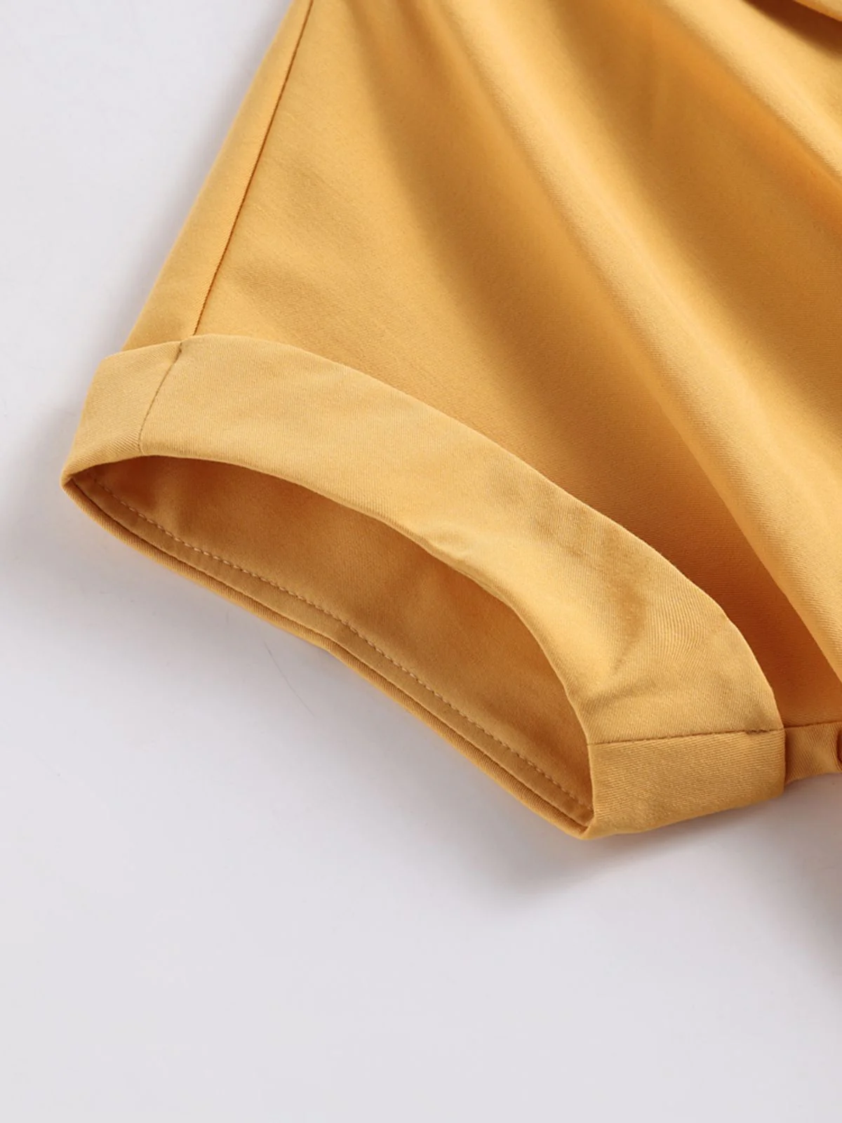 Yellow 1950s Solid Buttoned Swing Dress - Image 7