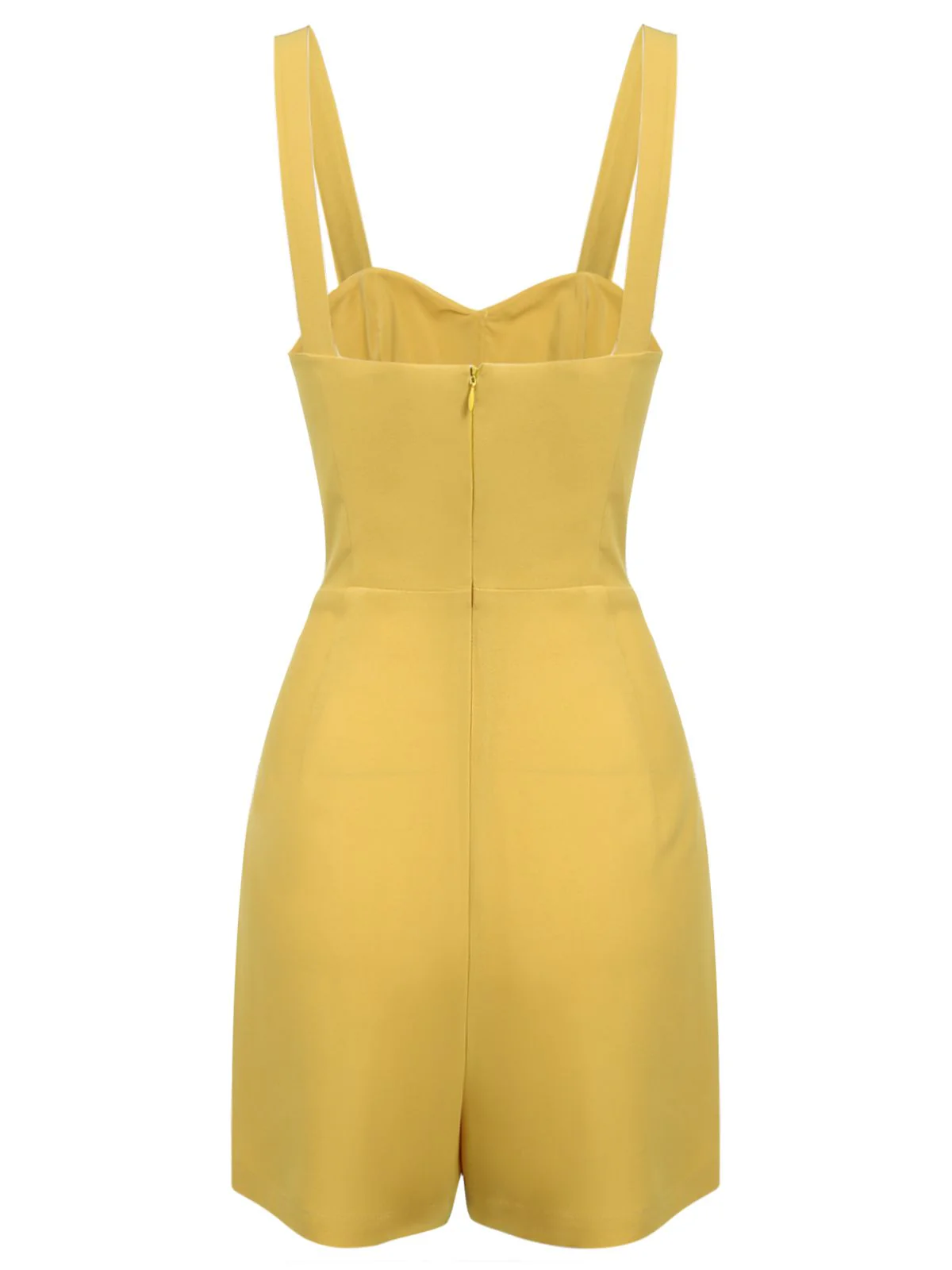 Yellow 1950s Spaghetti Strap Button Romper - Image 3