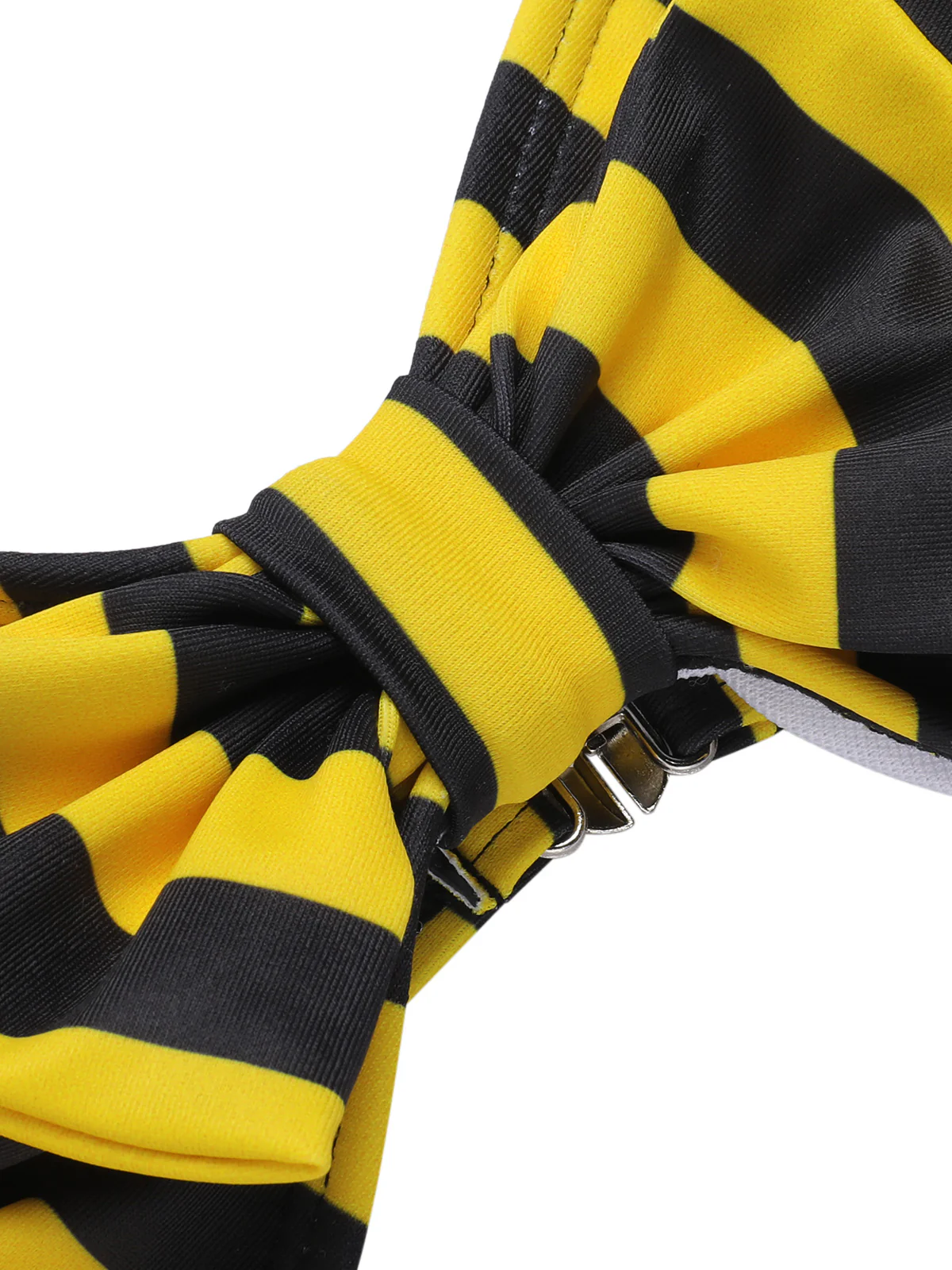 Yellow & Black 1970s Striped Bow Halter Swimsuit - Image 6