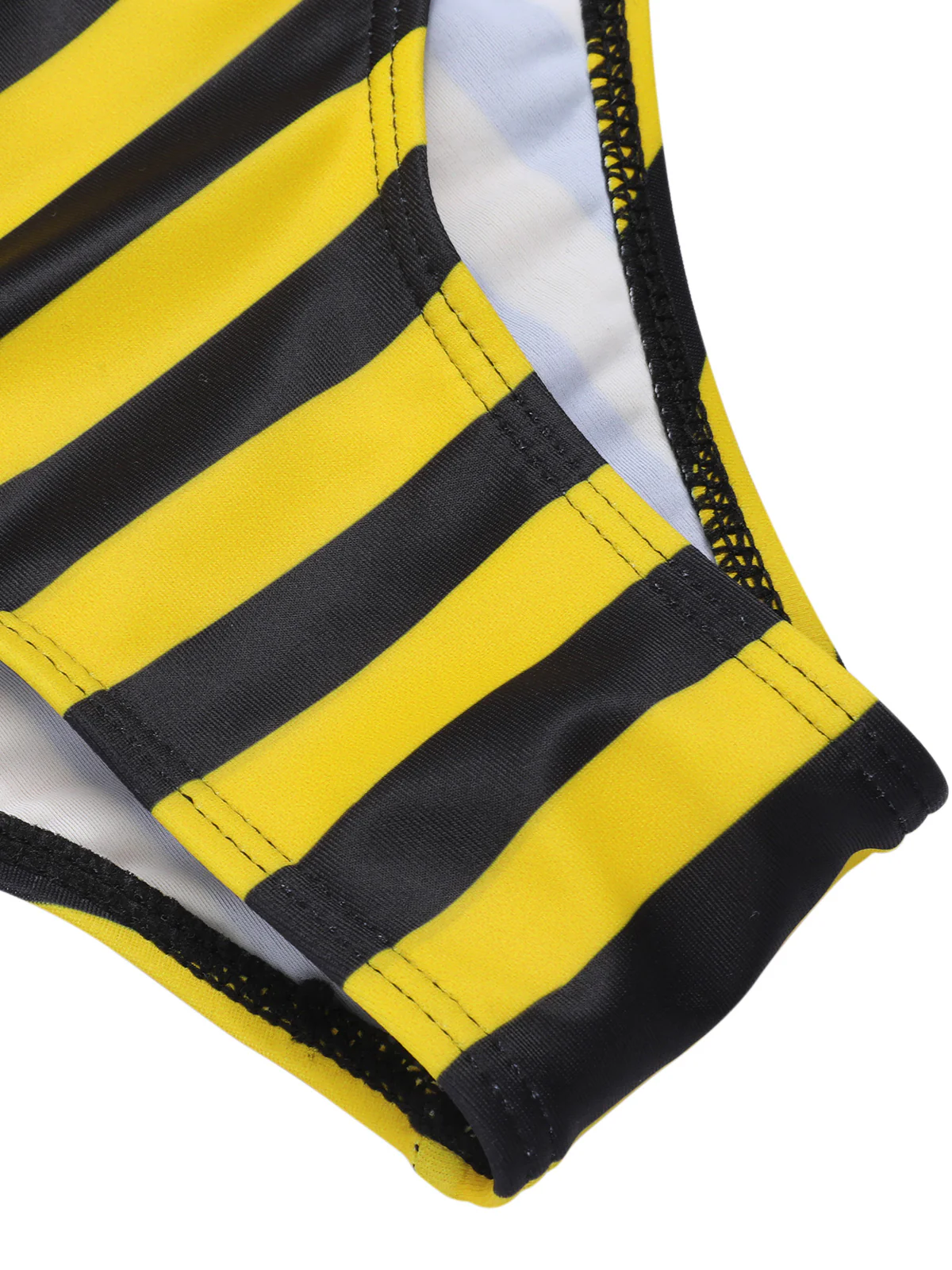Yellow & Black 1970s Striped Bow Halter Swimsuit - Image 7